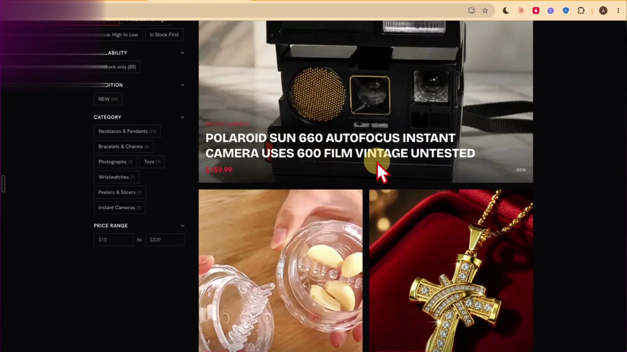 Screenshot from the Listofer storefront tutorial